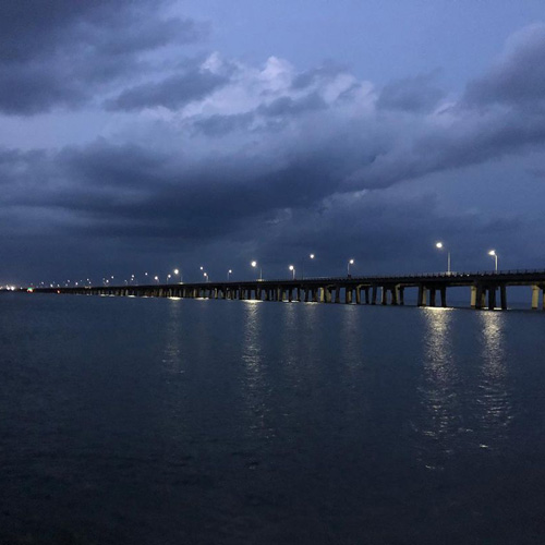 Dark skies over the bridge